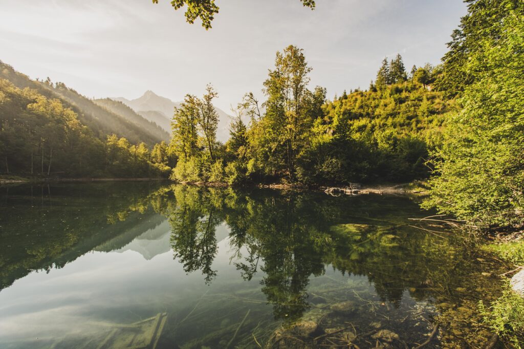 Morgenstimmung am Ödsee im Almtal im Salzkammergut, Oberöstsrreich, Österreich.