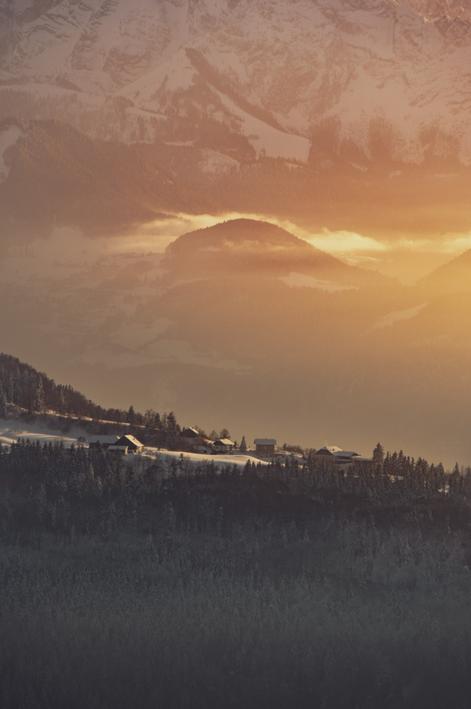 Winterliche Sonnenuntergangstour am Salzburger Gaisberg.